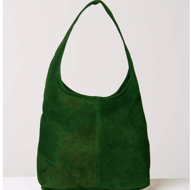 Borsa artigianale in pelle scamosciata -